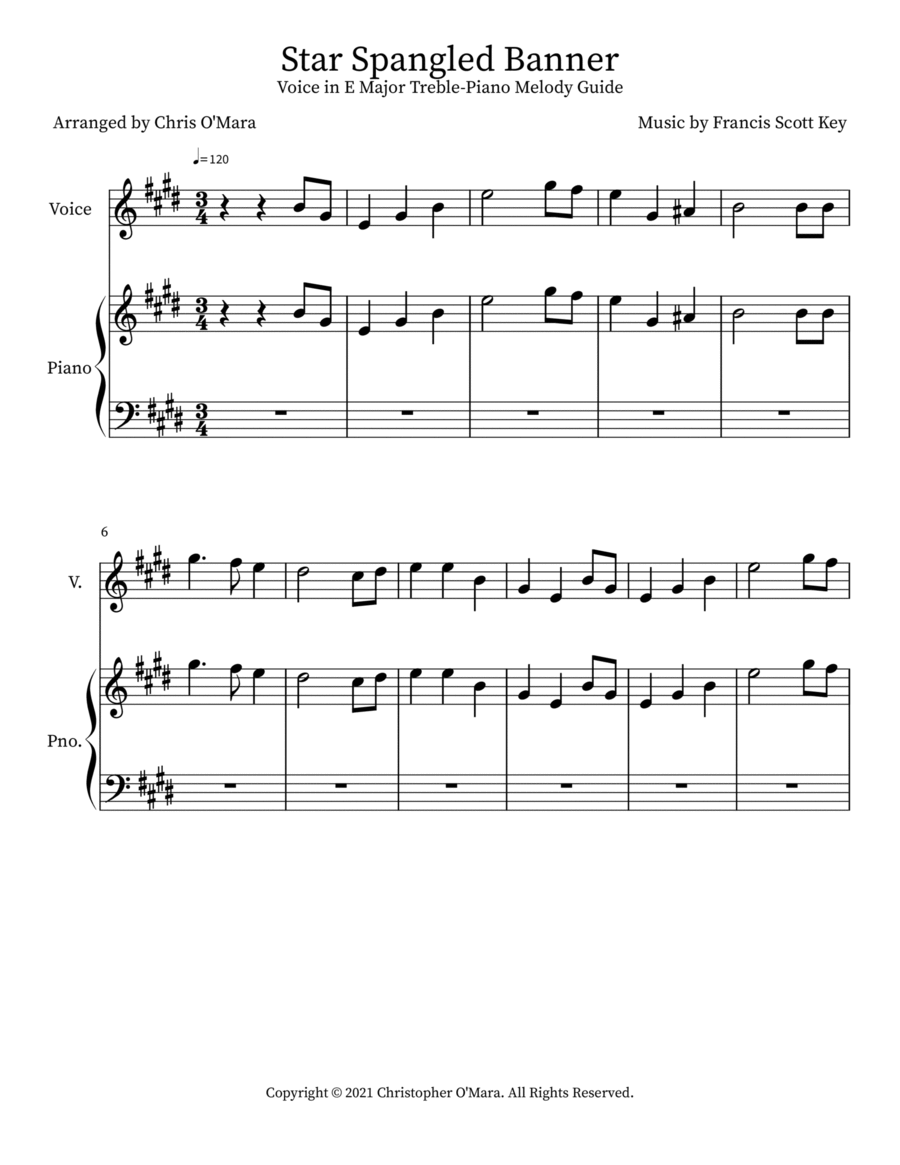 Star Spangled Banner Star Spangled Banner Voice scores gallery preview page 1