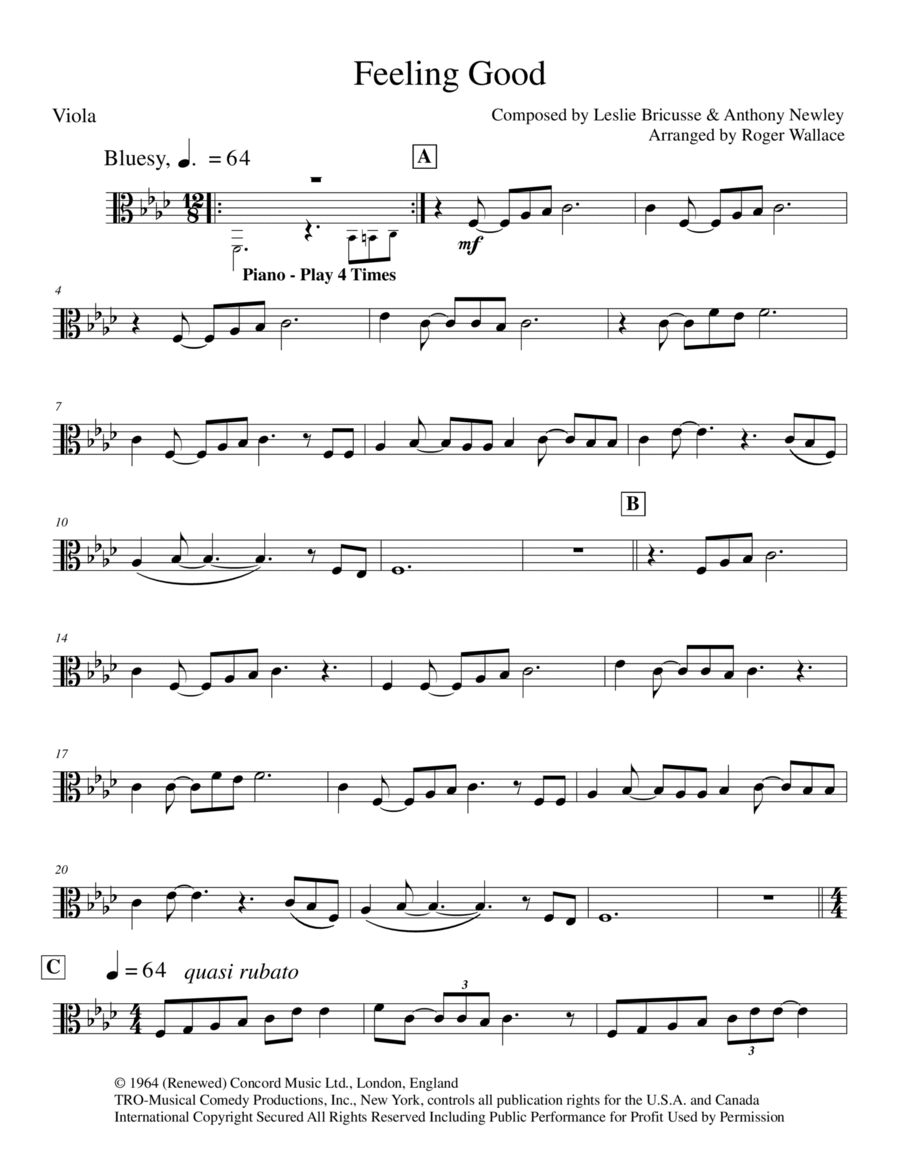 Feeling Good Viola scores gallery preview page 1