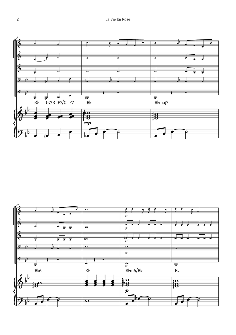 La Vie En Rose by Edith Piaf Brass Quintet - Digital Sheet Music page 2