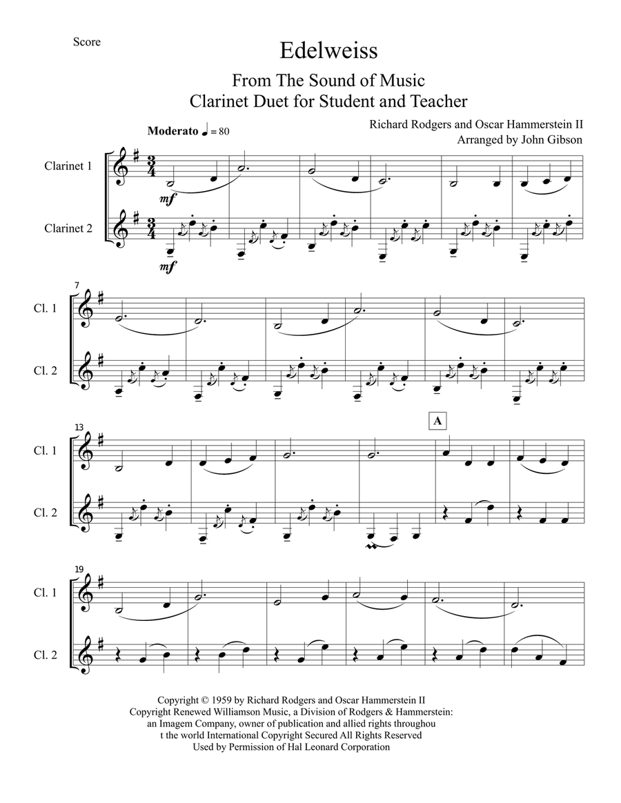 Edelweiss Clarinet Duet scores gallery preview page 2