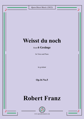 Book cover for Franz-Weisst du noch,in g minor,Op.16 No.5,from 6 Gesange