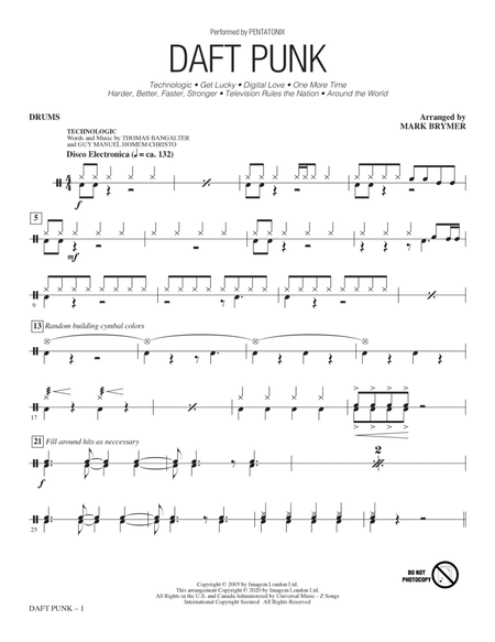Daft Punk (Choral Medley) (arr. Mark Brymer) - Drums
