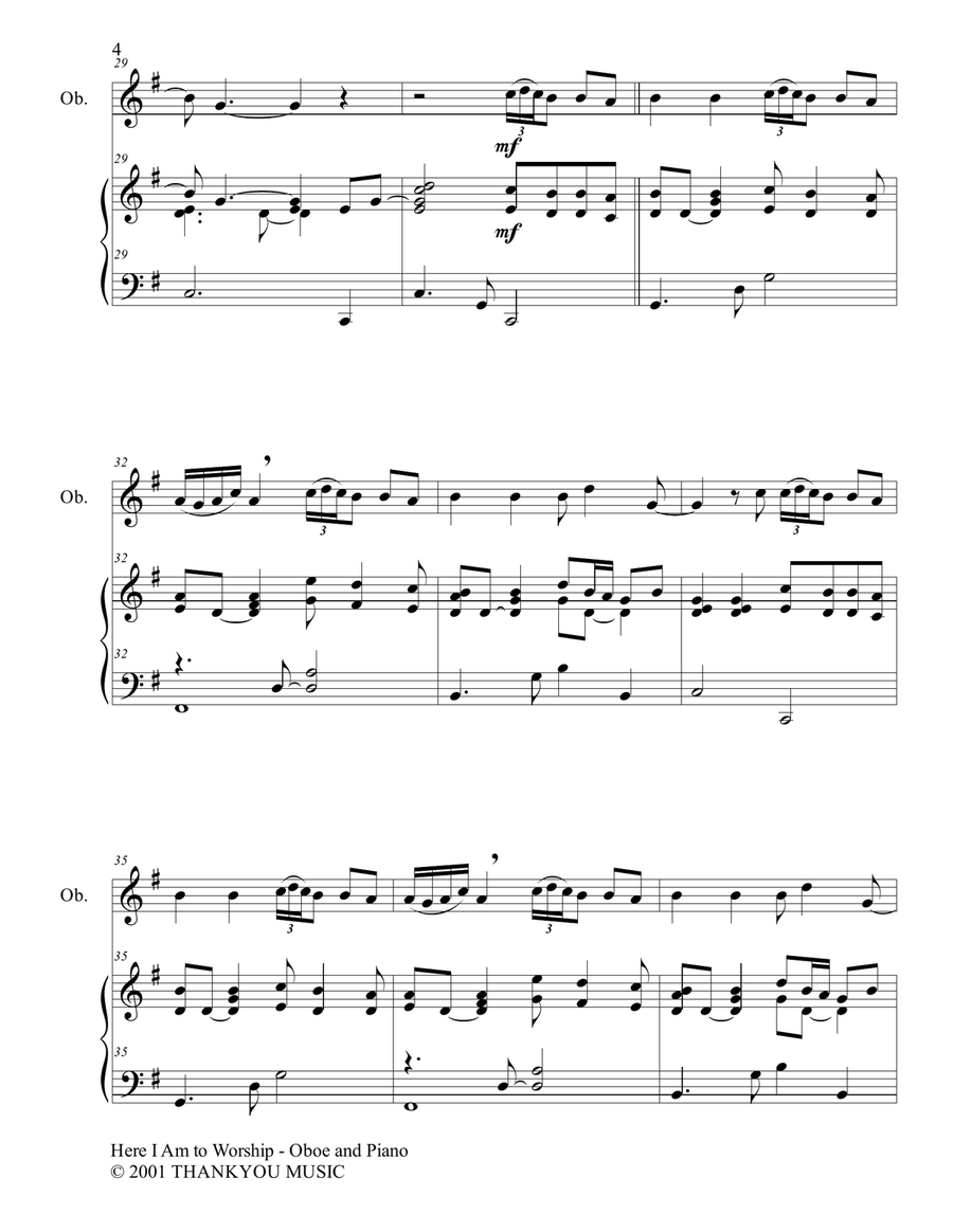 Here I Am To Worship Woodwind Duet scores gallery preview page 4