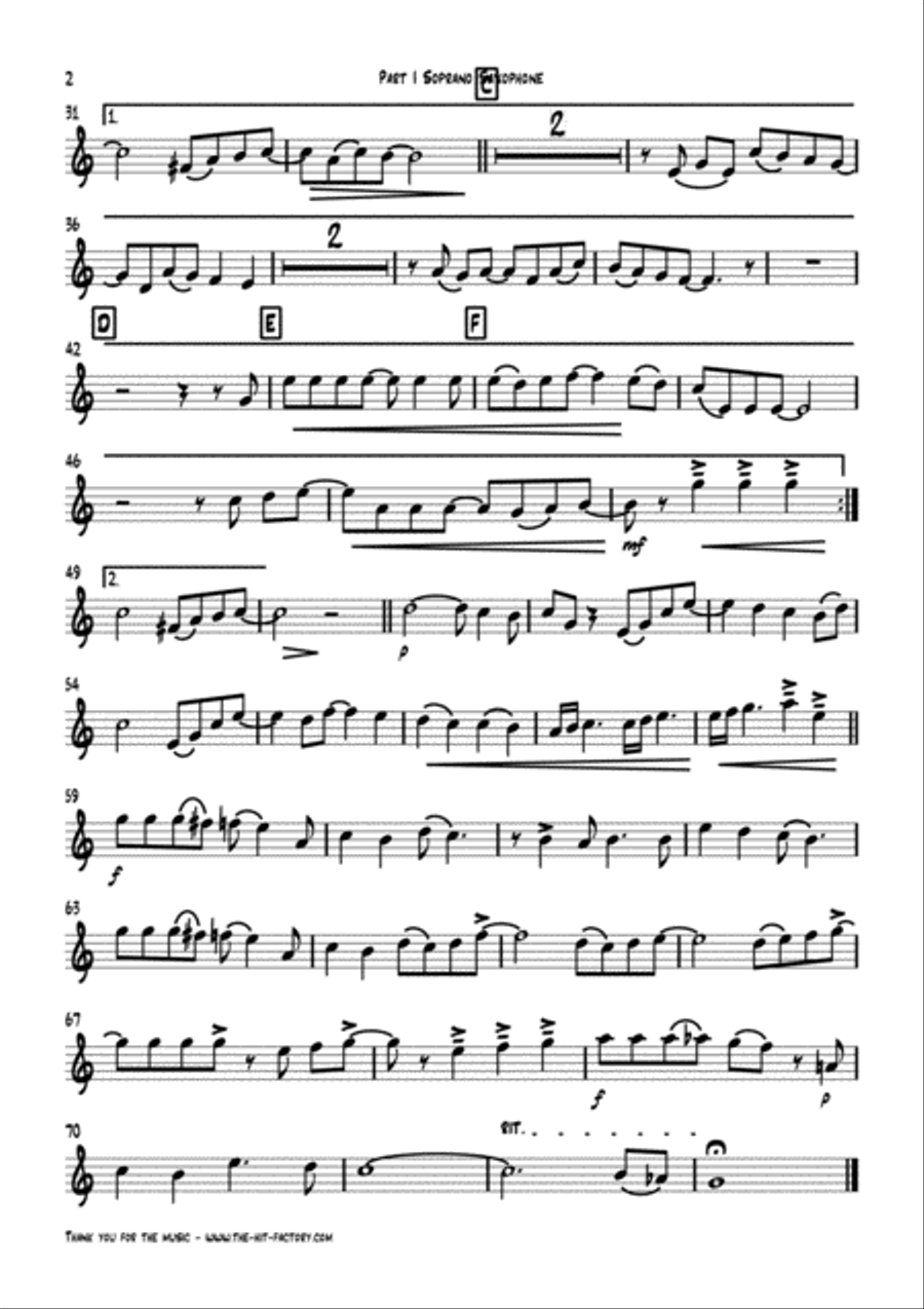 Thank You For The Music Saxophone Quartet scores gallery preview page 5