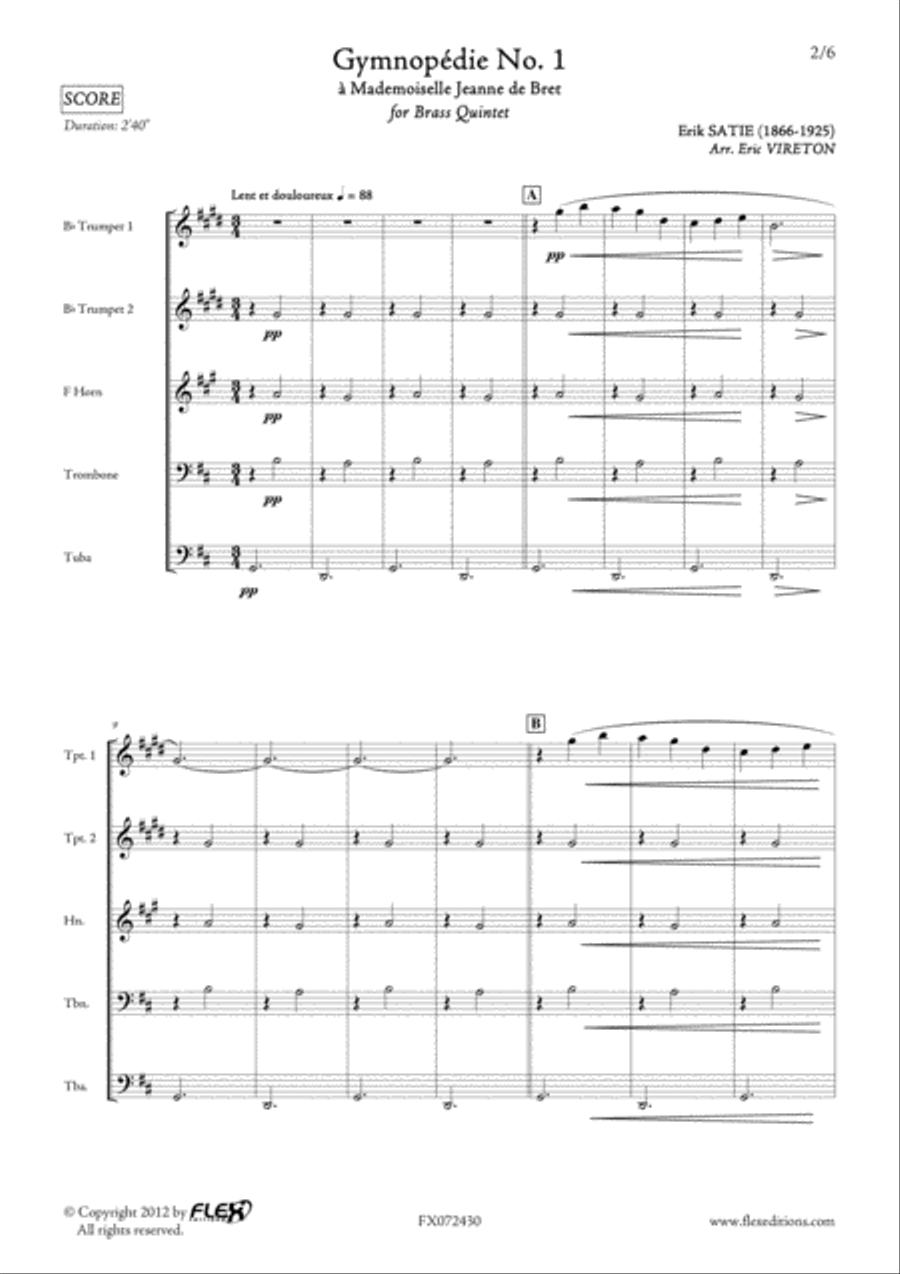 Gymnopedie No. 1 Gymnopedie No. 1 Brass Quintet scores gallery preview page 2