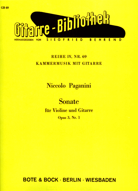 Nicolo Paganini: Sonata for Violin and Guitar, Op. 3, No. 1