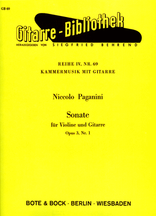 Book cover for Sonata for Violin and Guitar, Op. 3, No. 1