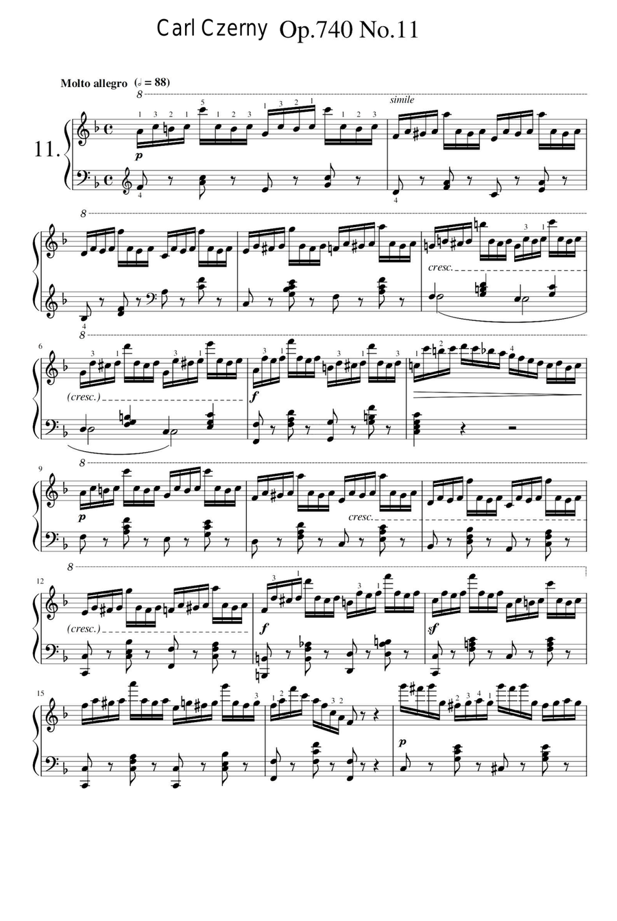 Carl Czerny Op.740 No.11 Piano Solo scores gallery preview page 1