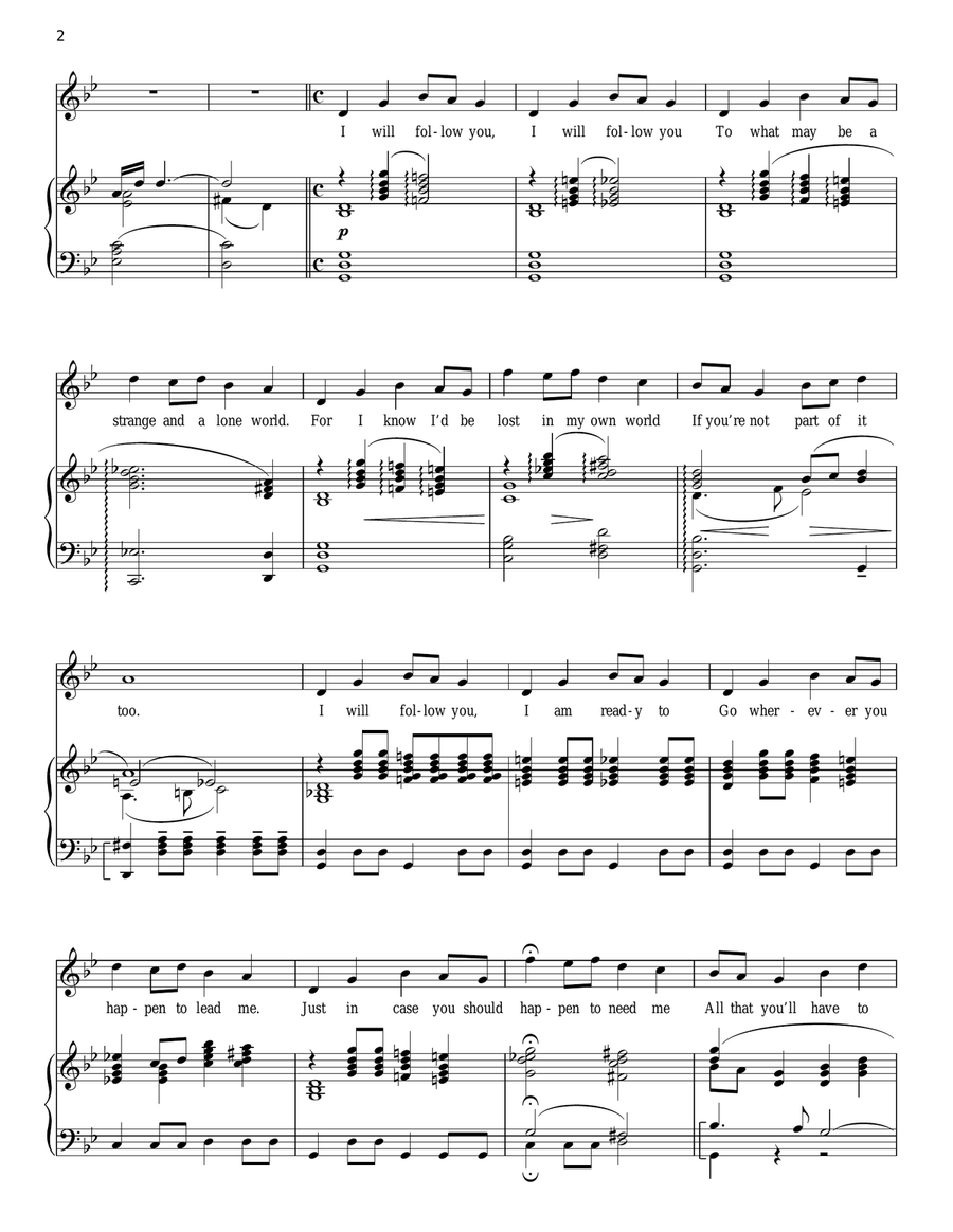 I Will Follow You Piano, Vocal scores gallery preview page 2