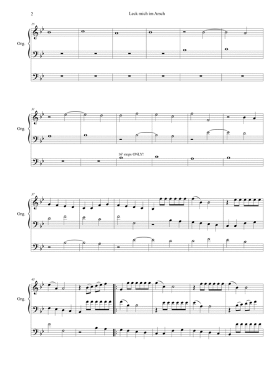 Leck Mich Im Arsch Organ Solo scores gallery preview page 3