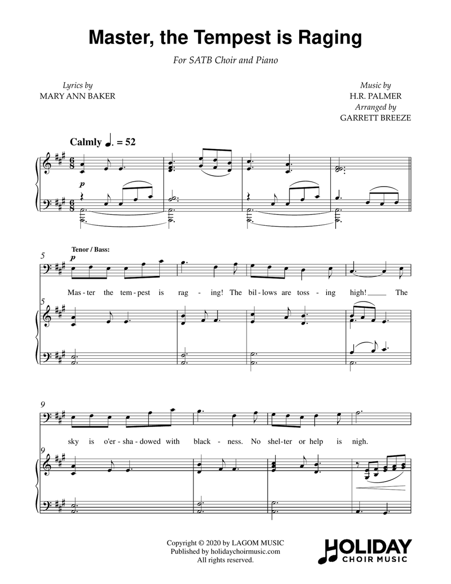 Master, the Tempest is Raging (SATB) 4-Part scores gallery preview page 2
