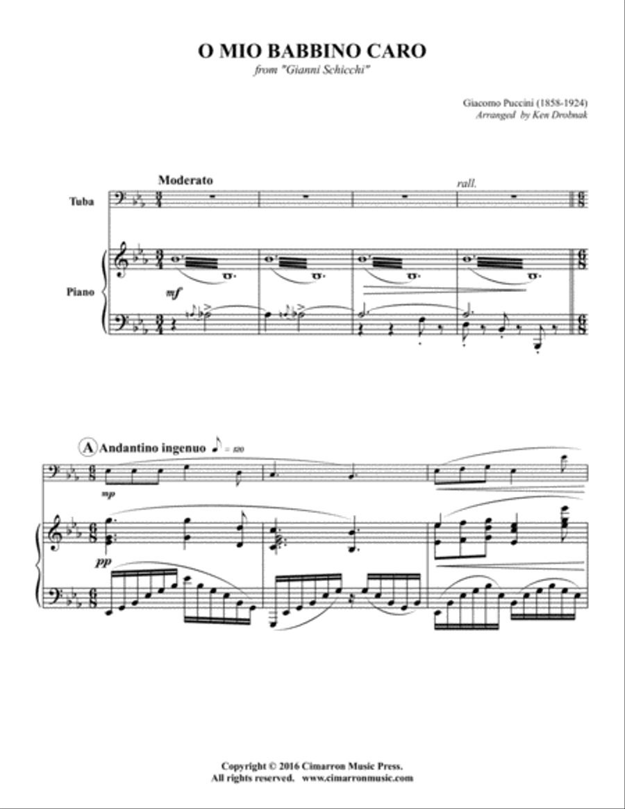 O Mio Babbino Caro O Mio Babbino Caro Tuba scores gallery preview page 1