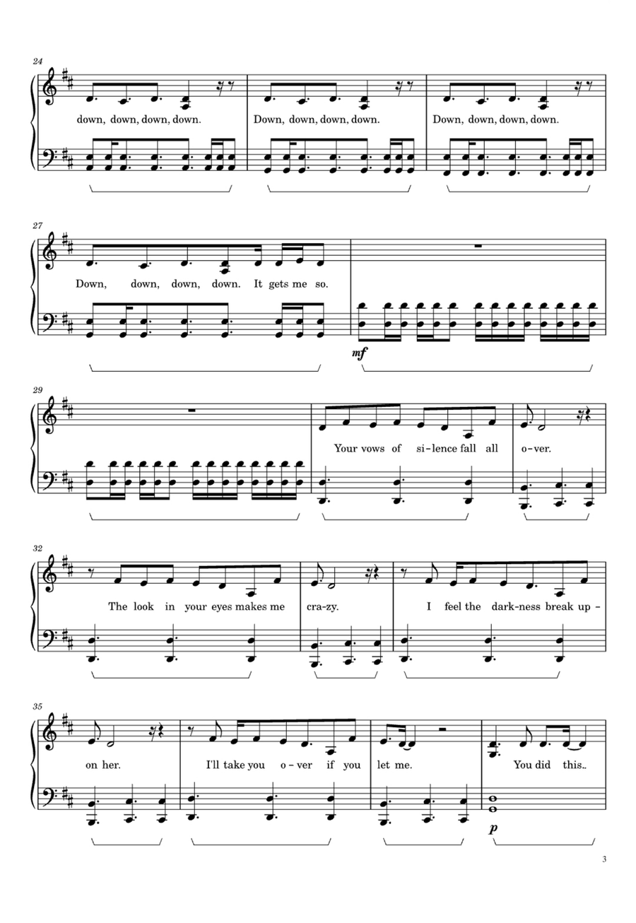 Down Down Easy Piano scores gallery preview page 3