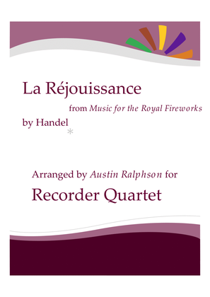 Book cover for La Rejouissance (Fireworks) - recorder quartet