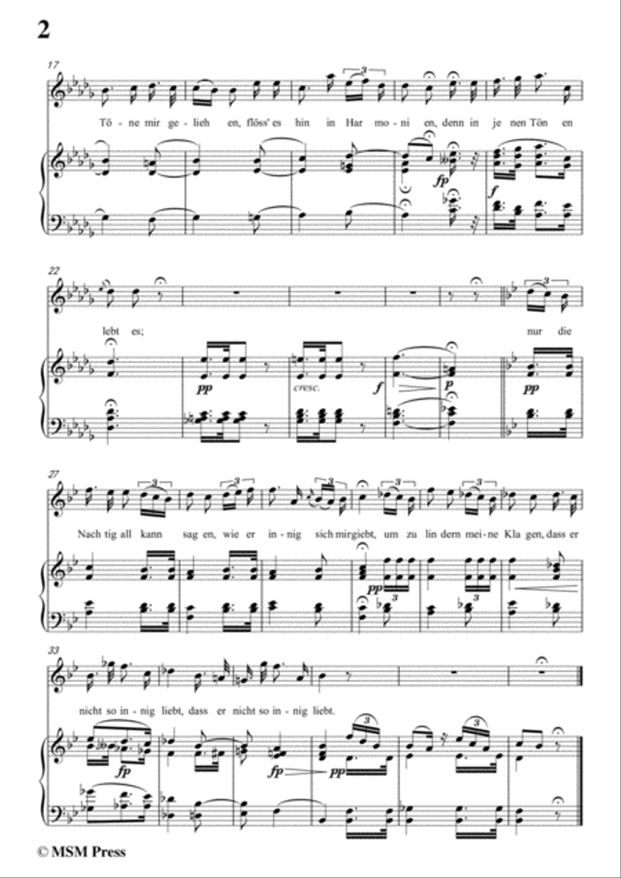Schubert-Das Mädchen,in B flat Major,for Voice&Piano Voice scores gallery preview page 4