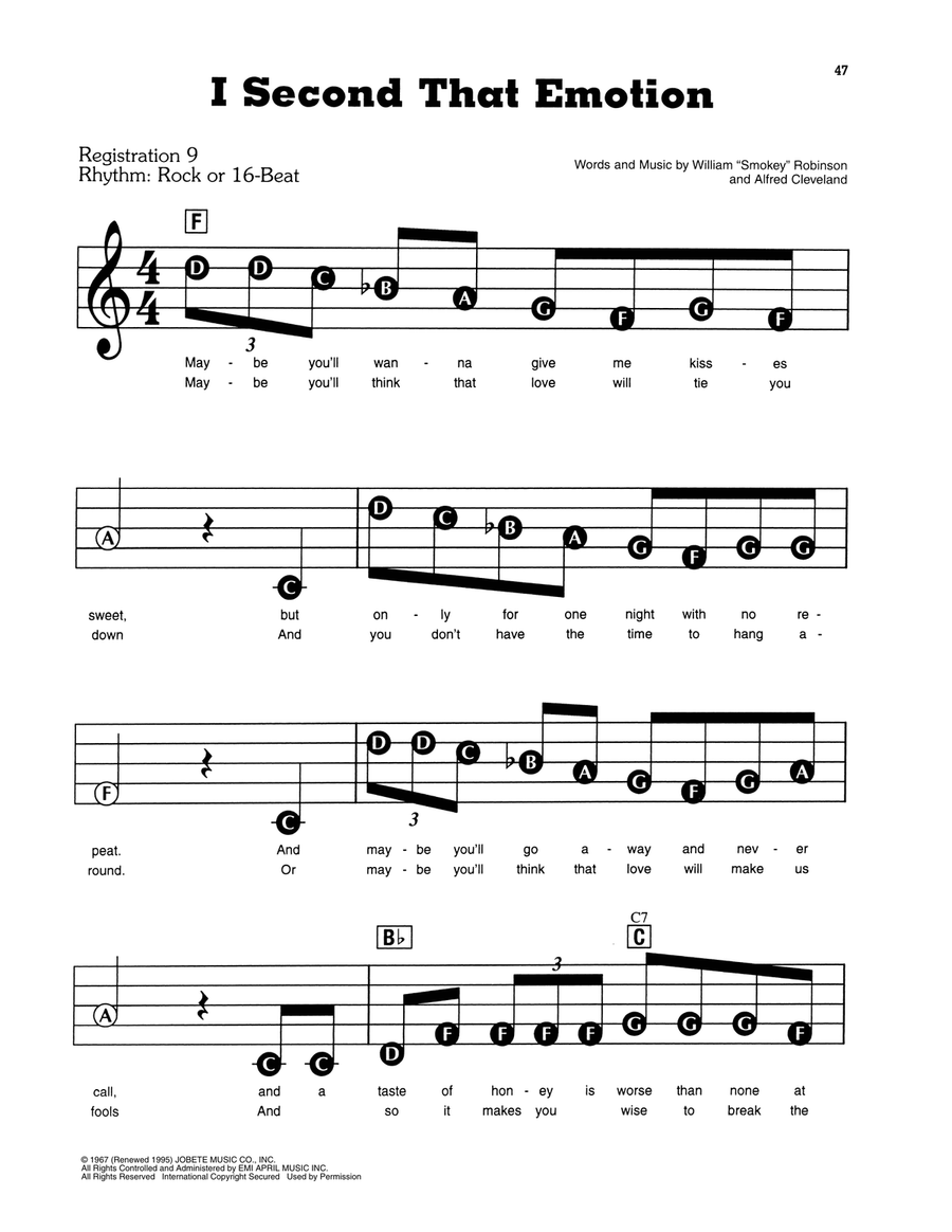 I Second That Emotion Electronic Keyboard scores gallery preview page 1