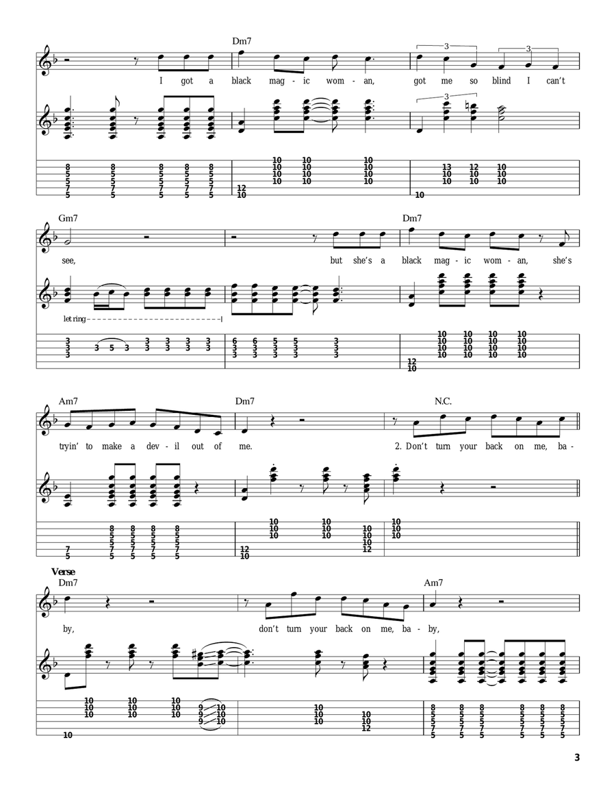Black Magic Woman Guitar Tablature scores gallery preview page 3