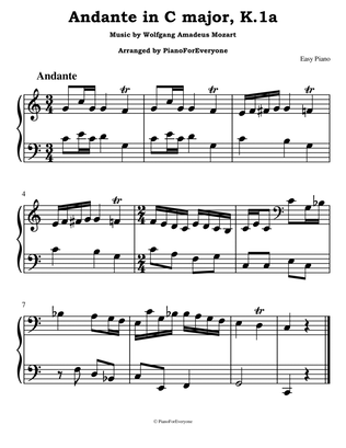 Book cover for Andante in C major, K.1a - Mozart (Easy Piano)