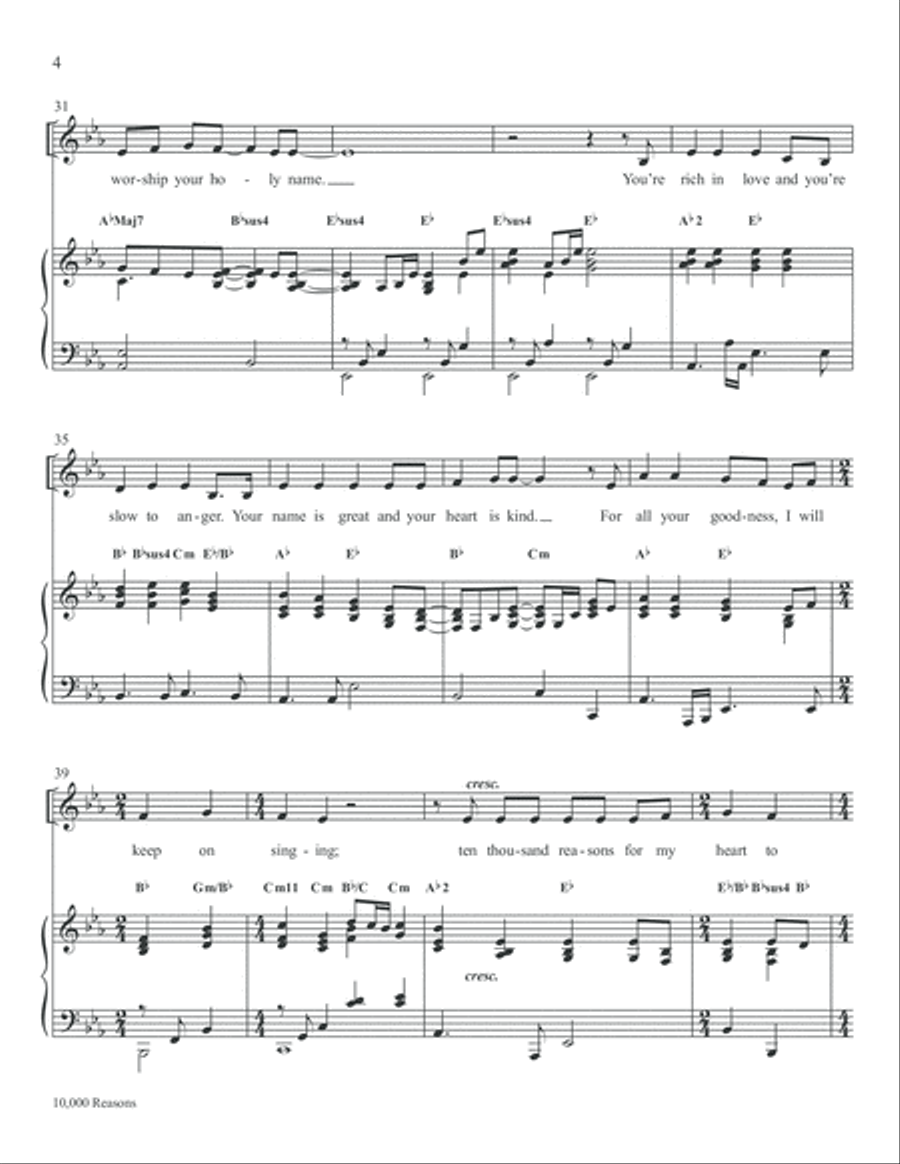 10,000 Reasons (Bless the Lord) Medium Voice scores gallery preview page 6