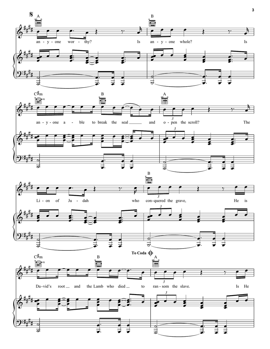 Is He Worthy? Piano, Vocal, Guitar scores gallery preview page 3