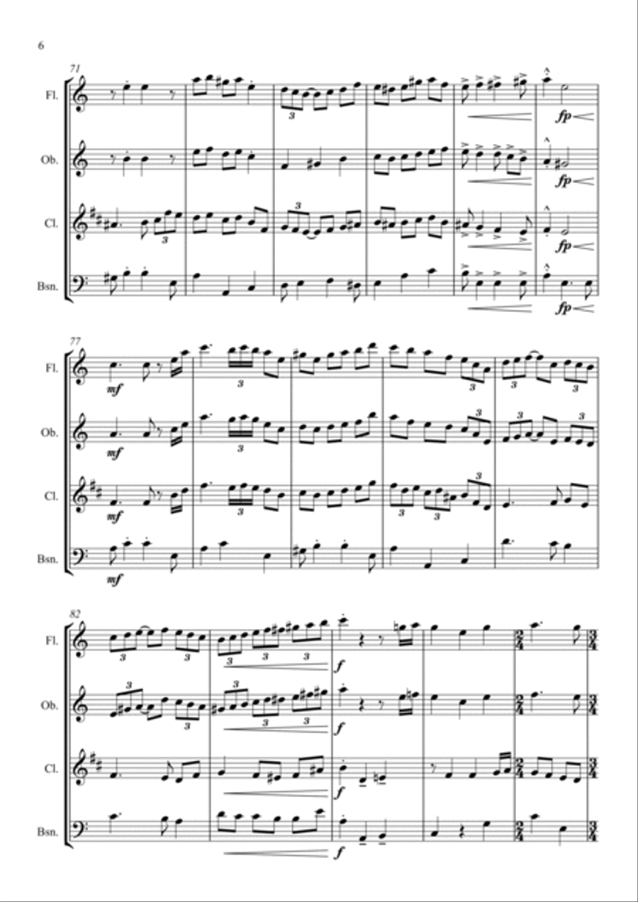 Hungarian Dance - in a Jazz Style - for Woodwind Quartet Woodwind Quartet scores gallery preview page 6