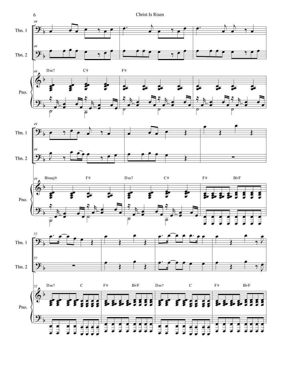 Christ Is Risen Trombone Duet scores gallery preview page 6