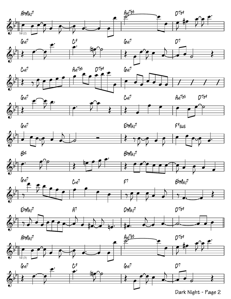 Dark Night (Flute part) Flute Solo scores gallery preview page 2