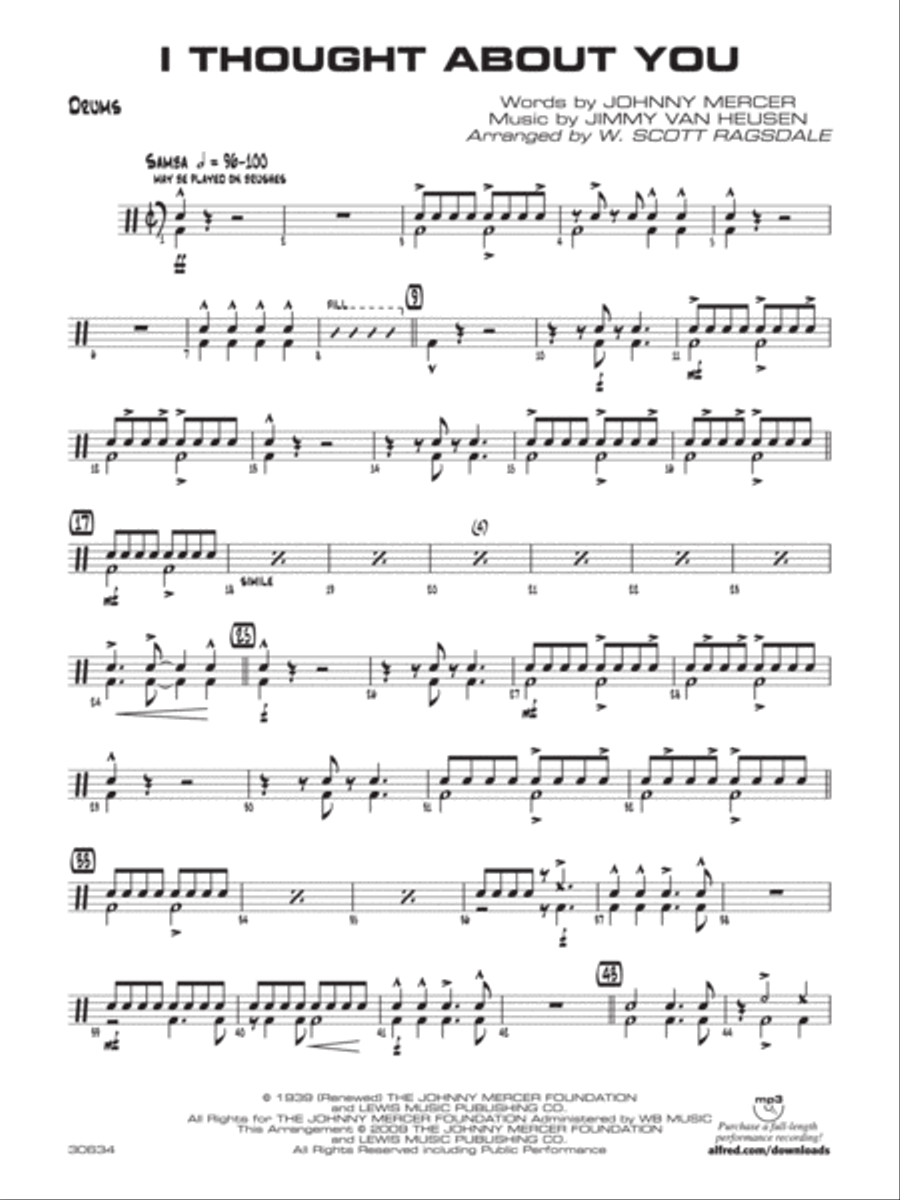 I Thought About You: Drums Jazz Ensemble scores gallery preview page 1