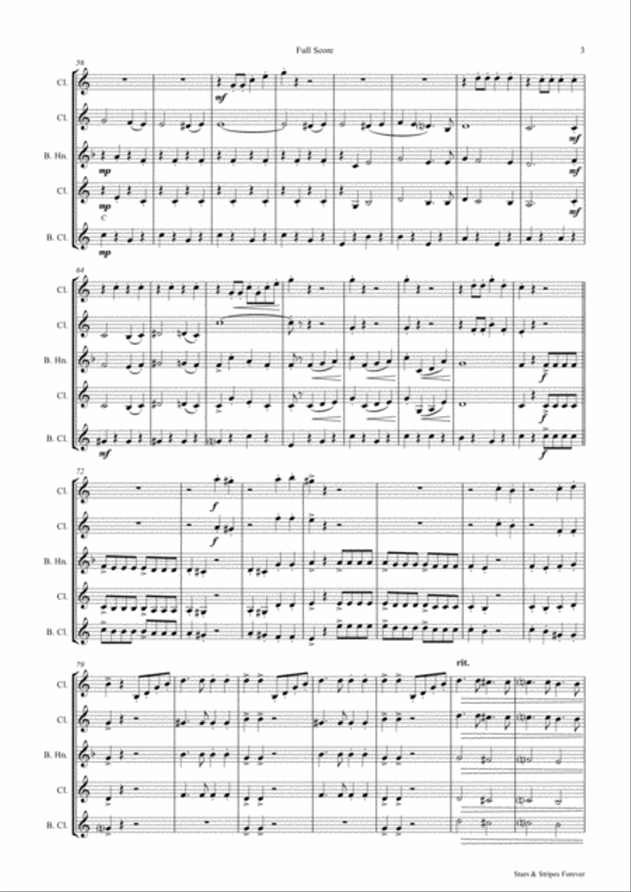 Stars and Stripes forever - Sousa - Clarinet Quartet Clarinet Quartet scores gallery preview page 4