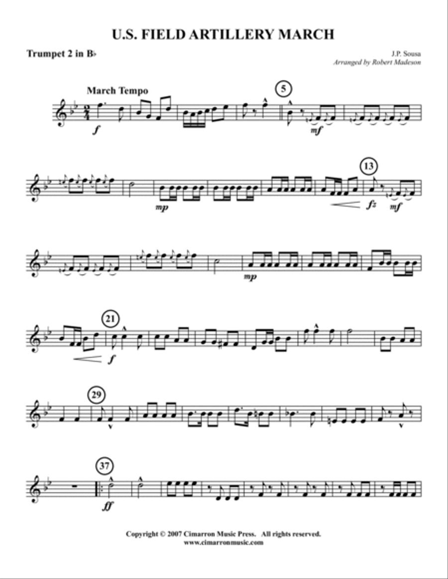U.S. Field Artillery March Brass Quintet scores gallery preview page 6