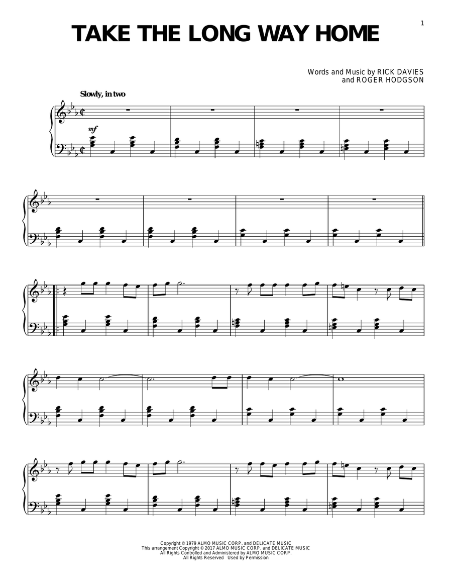 Take The Long Way Home Piano Solo scores gallery preview page 1