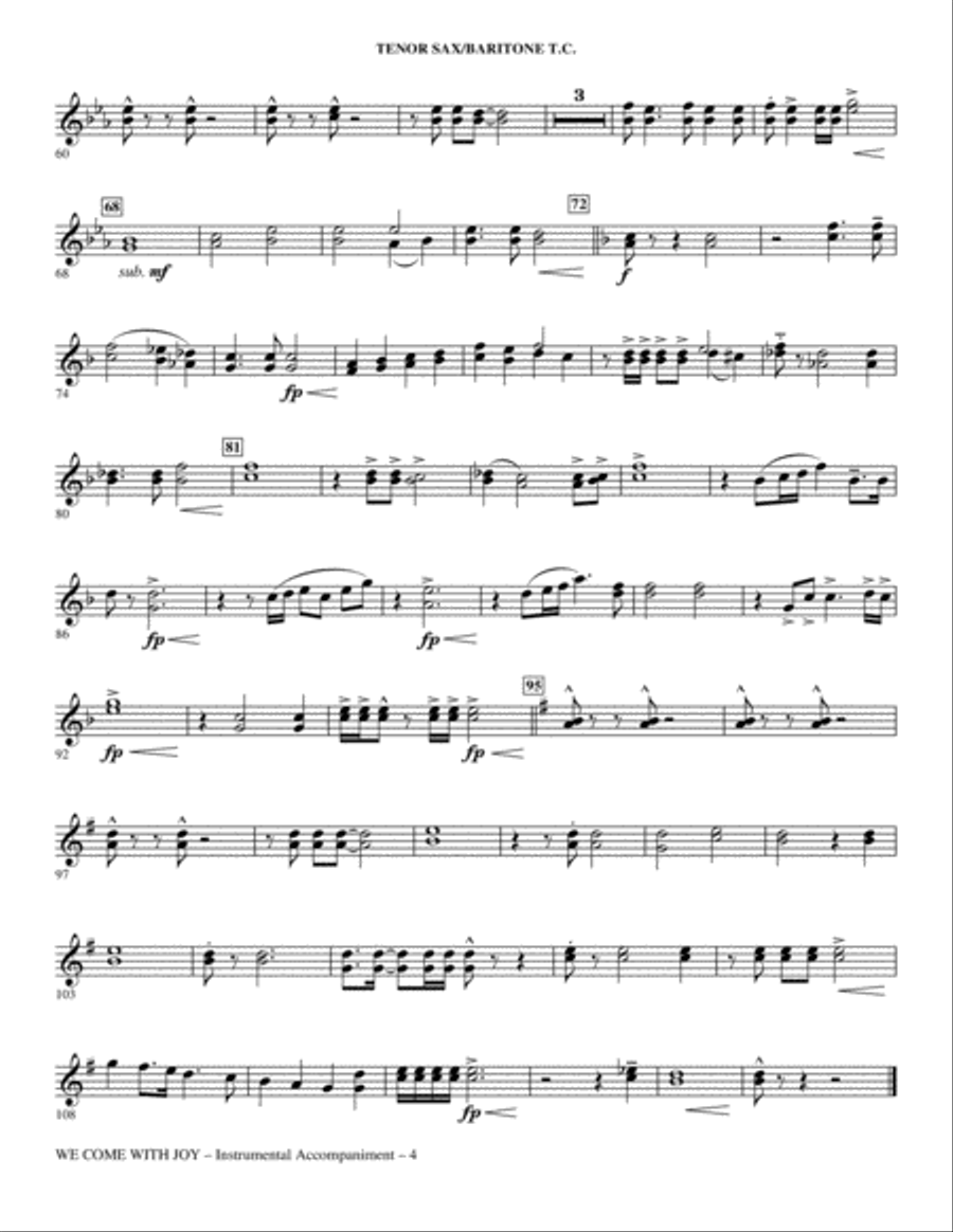 We Come With Joy Orchestration - Bb Tenor Sax/Bar. TC (Trb 1,2) Choir scores gallery preview page 4