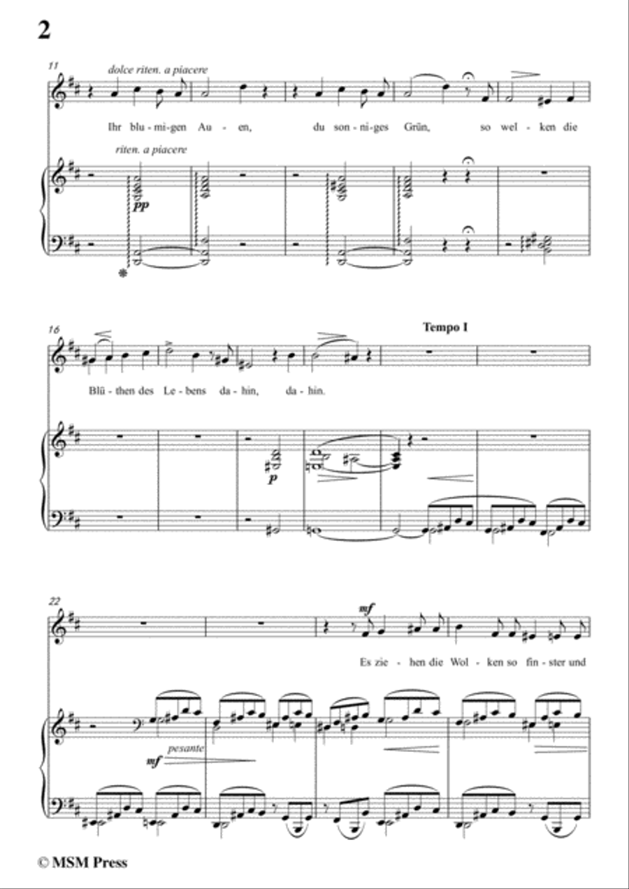 Liszt-Es rauschen die winde in D Major,for Voice and Piano Voice Solo scores gallery preview page 4