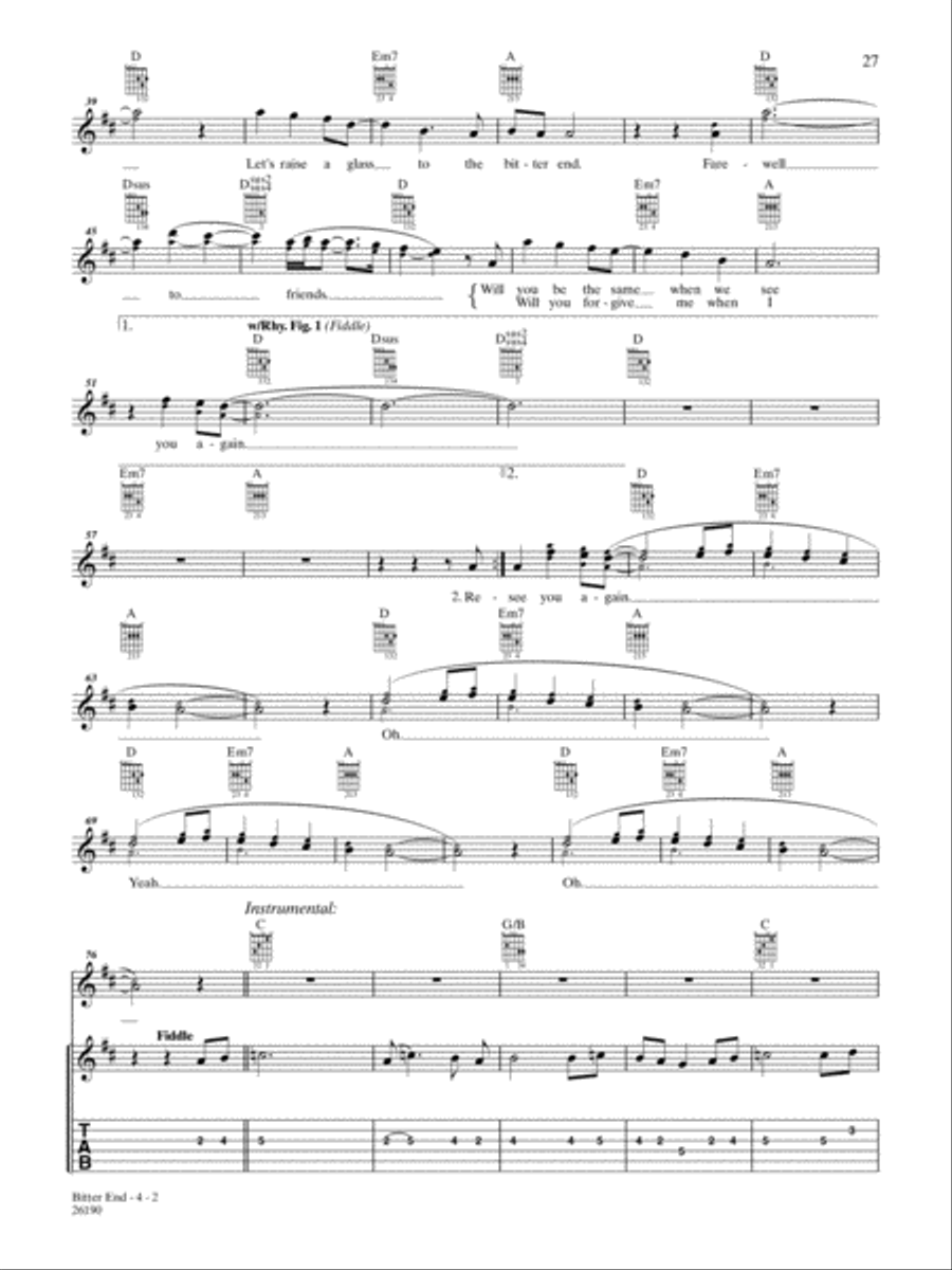 Bitter End Bitter End Guitar Tablature scores gallery preview page 2