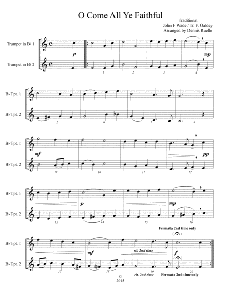 6 Traditional Christmas Carols for Trumpet Duet - Advanced Intermediate image number null