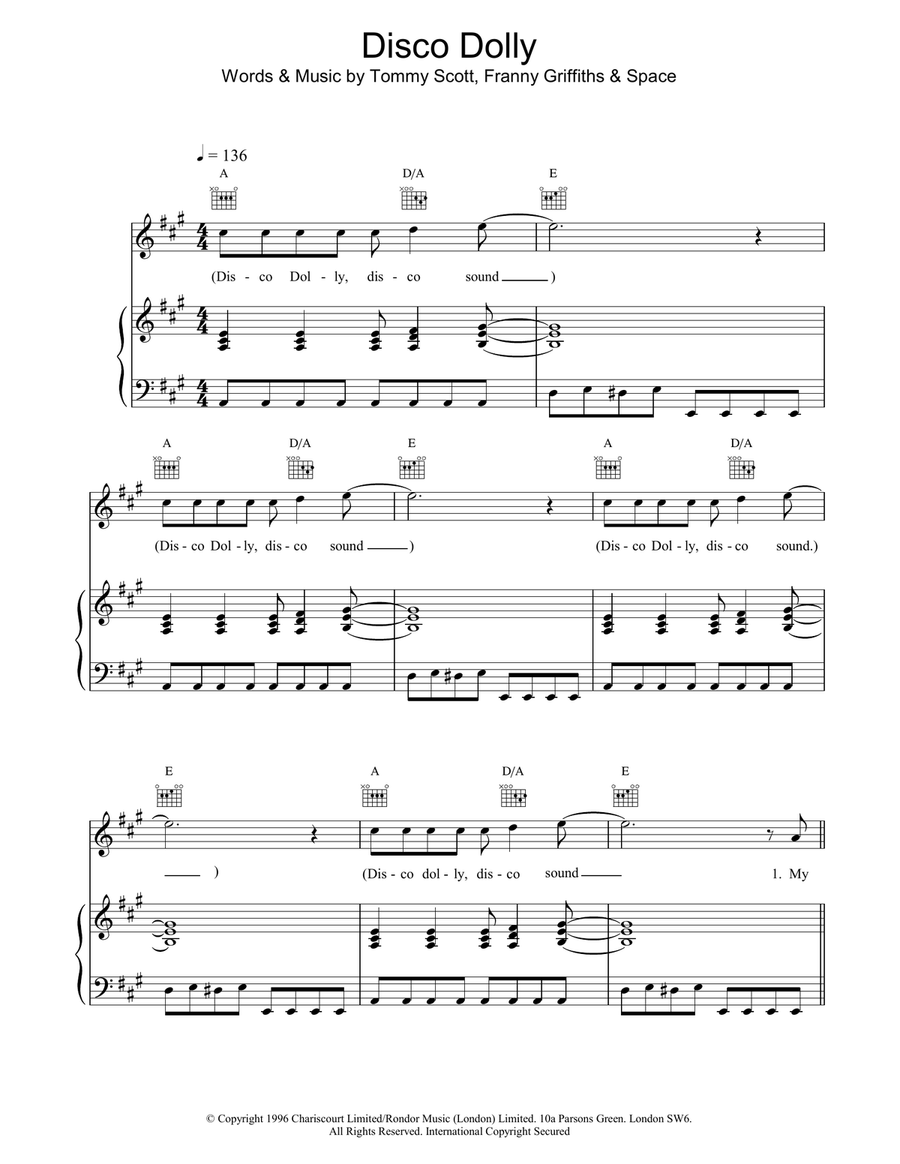 Disco Dolly Piano, Vocal, Guitar scores gallery preview page 1