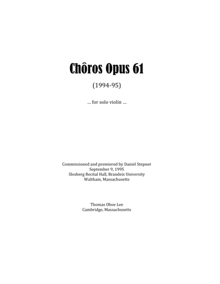 Chôros, opus 61 (1994-95) for solo violin image number null