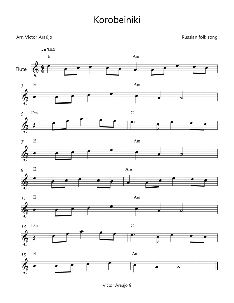 Korobeiniki (from Tetris) - Flute Lead Sheet - Chord Symbols image number null