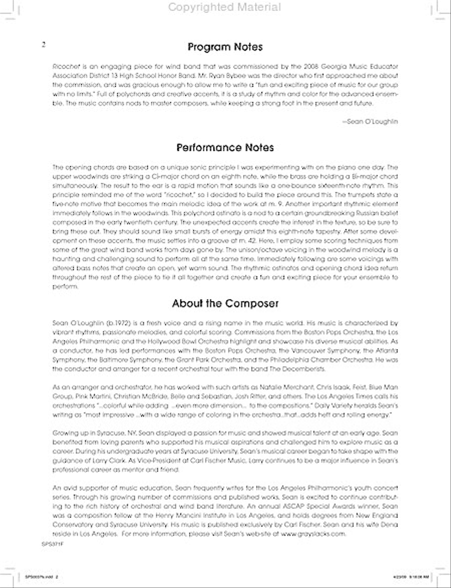 Ricochet Concert Band scores gallery preview page 3