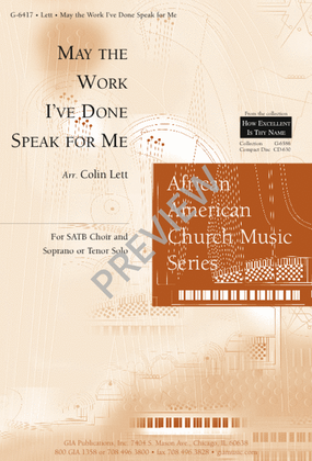 Book cover for May the Work I've Done Speak for Me