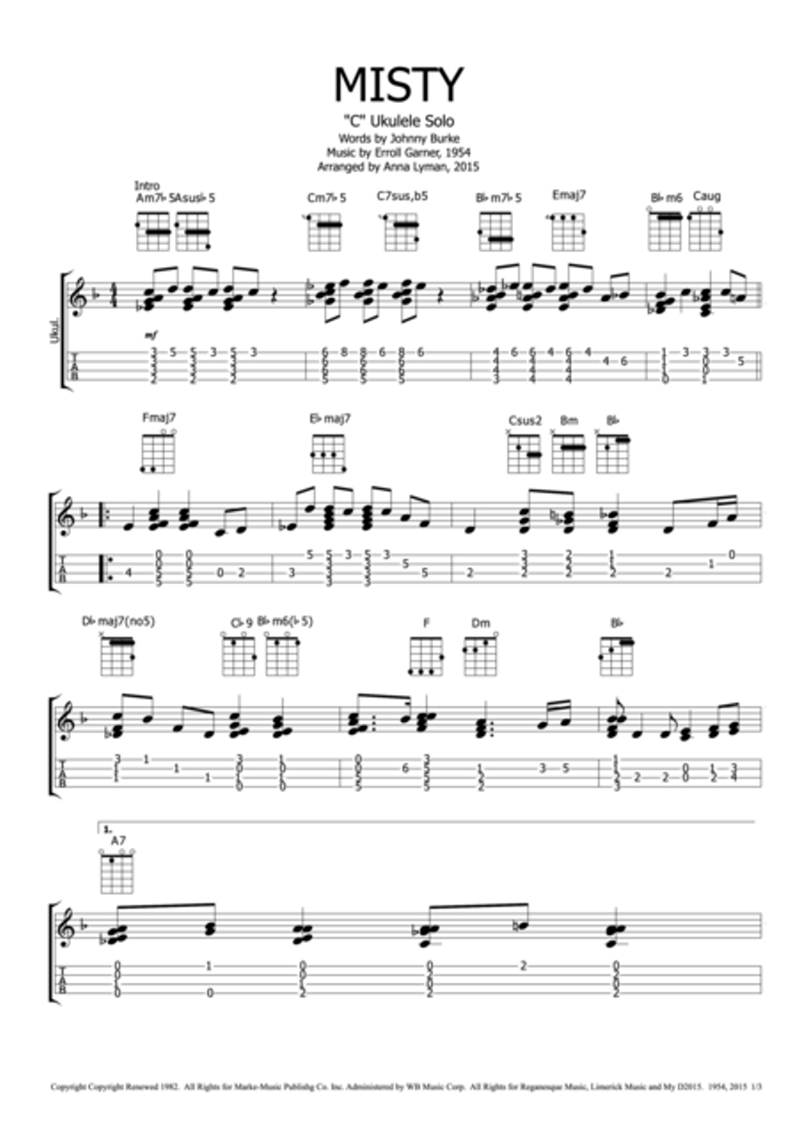 Misty Ukulele scores gallery preview page 1