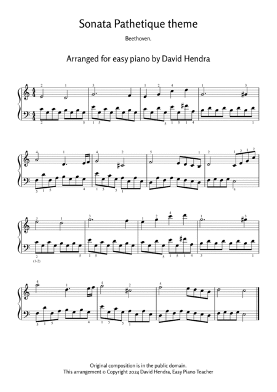 Sonata Pathetique theme by Beethoven (EASY PIANO with FREE VIDEO TUTORIALS) image number null