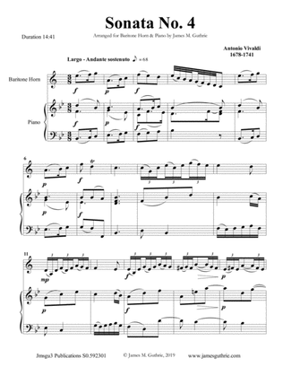 Book cover for Vivaldi: Sonata No. 4 for Baritone Horn & Piano