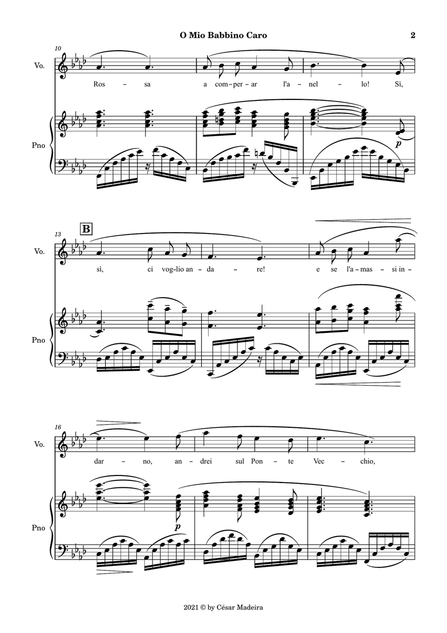 O Mio Babbino Caro by Puccini - Voice and Piano - Original Key (Full Score and Parts) Piano, Vocal scores gallery preview page 3