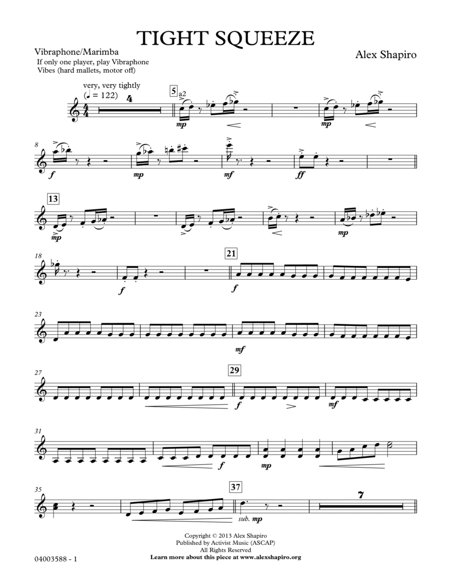 Tight Squeeze - Vibraphone/Marimba Concert Band scores gallery preview page 1