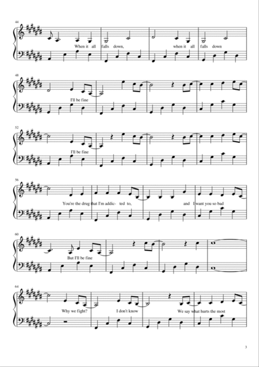 All Falls Down Piano Solo scores gallery preview page 3