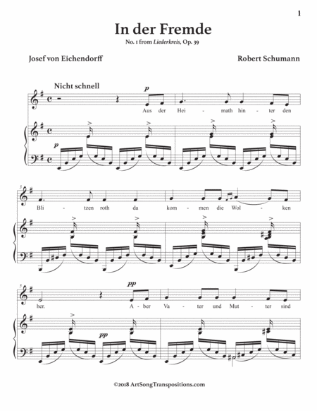 SCHUMANN: In der Fremde, Op. 39 no. 1 (transposed to E minor)