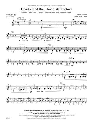 Charlie and the Chocolate Factory, Selections from: 3rd Violin (Viola [TC])