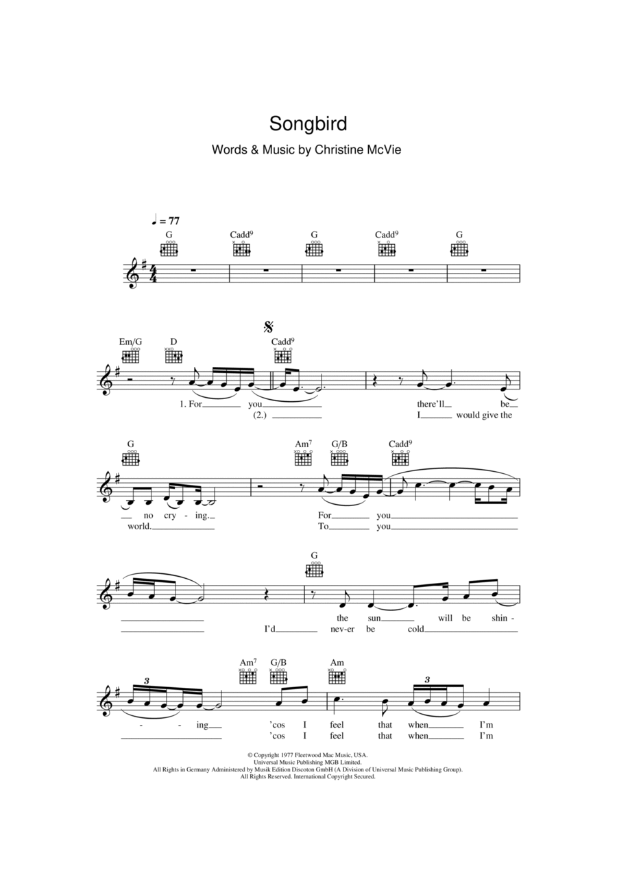 Songbird Piano scores gallery preview page 1