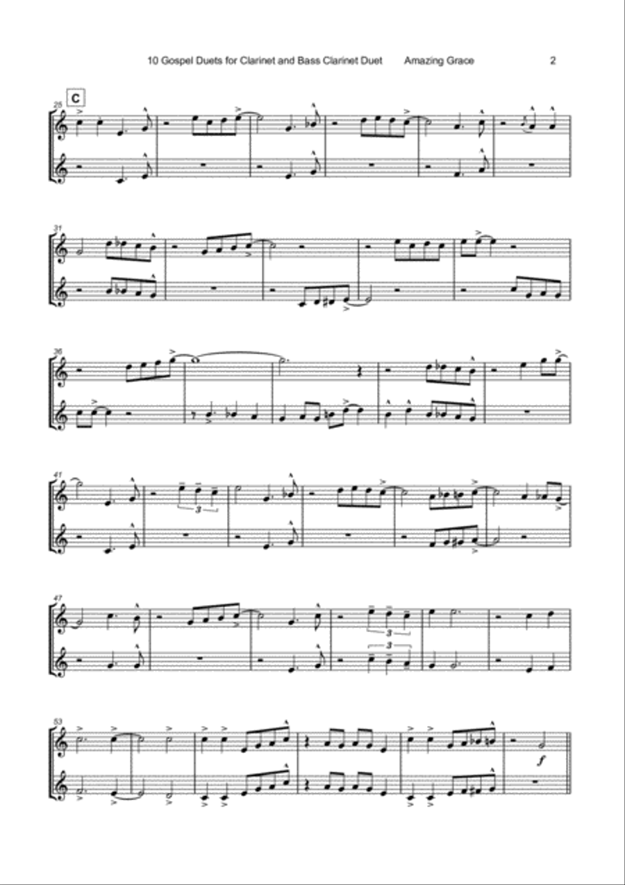 10 Gospel Duets for Clarinet and Bass Clarinet Woodwind Duet scores gallery preview page 4